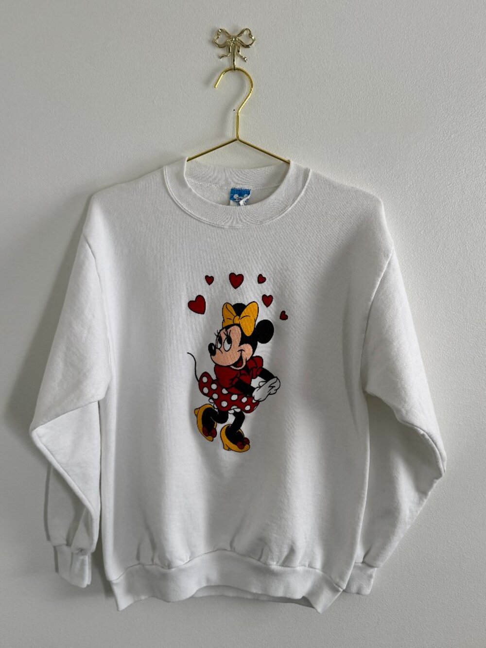 Vintage Minnie Mouse Hearts Crew Neck Sweatshirt L